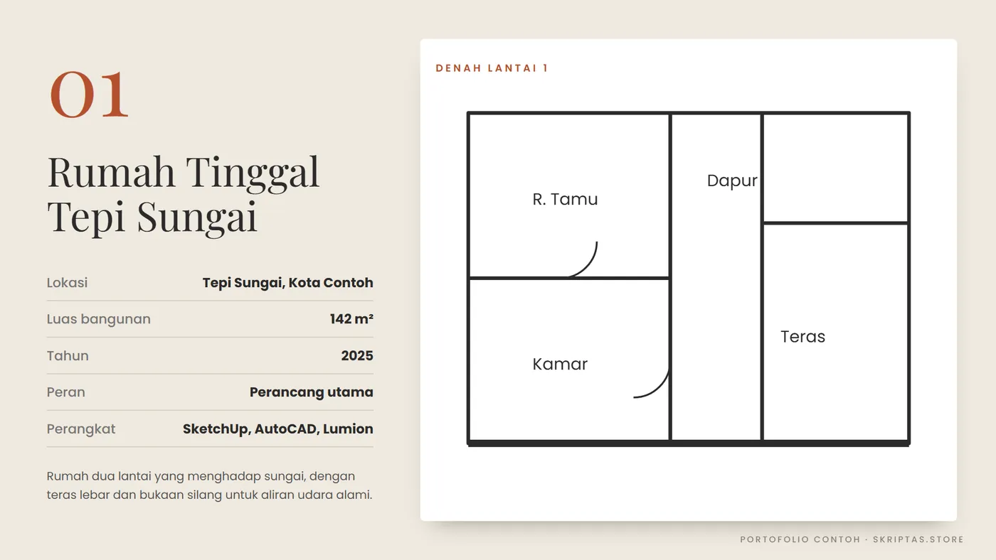 Contoh dokumen portofolio arsitektur, halaman proyek (karya contoh)