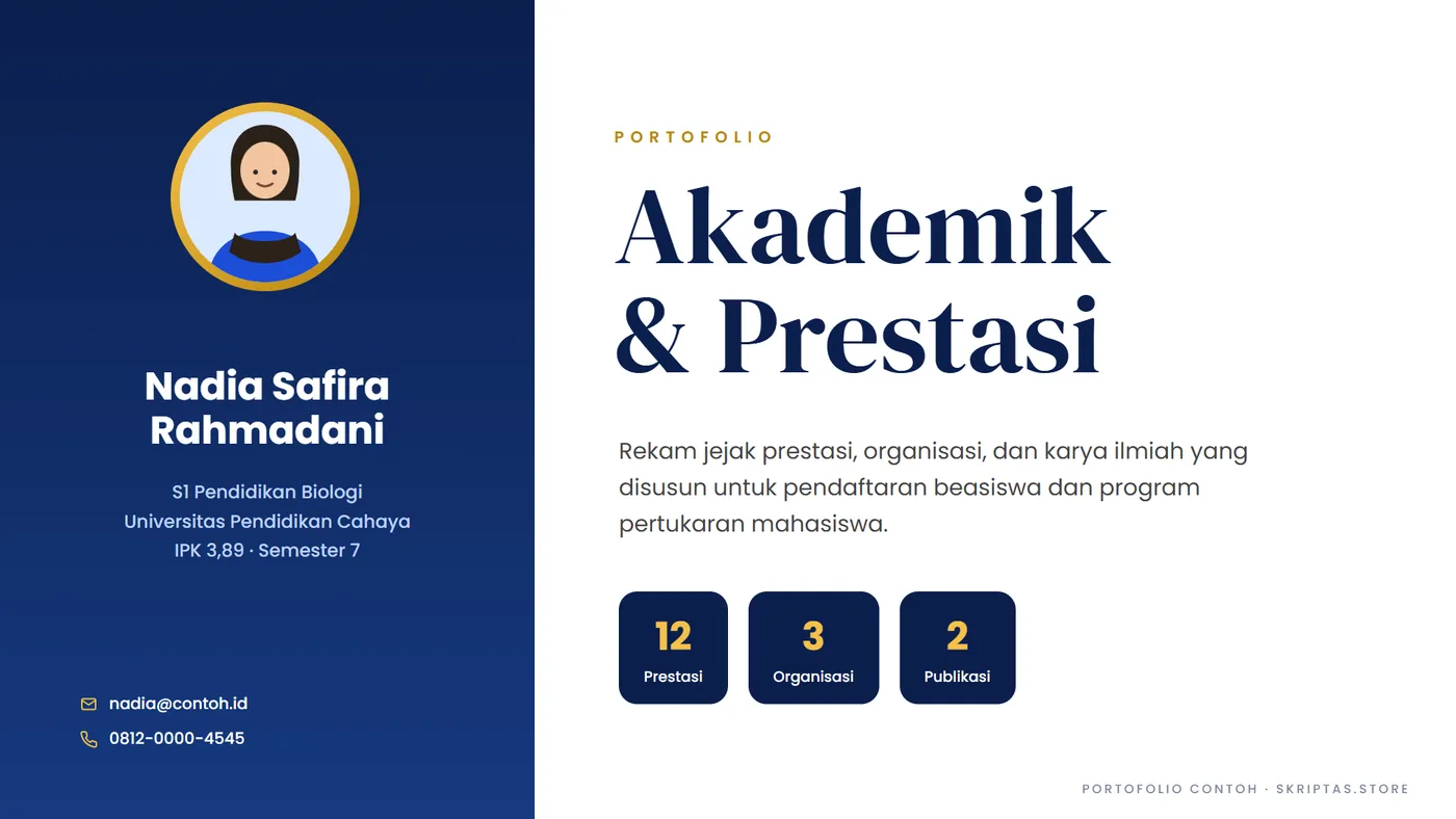 Contoh dokumen portofolio akademik, sampul (karya contoh)