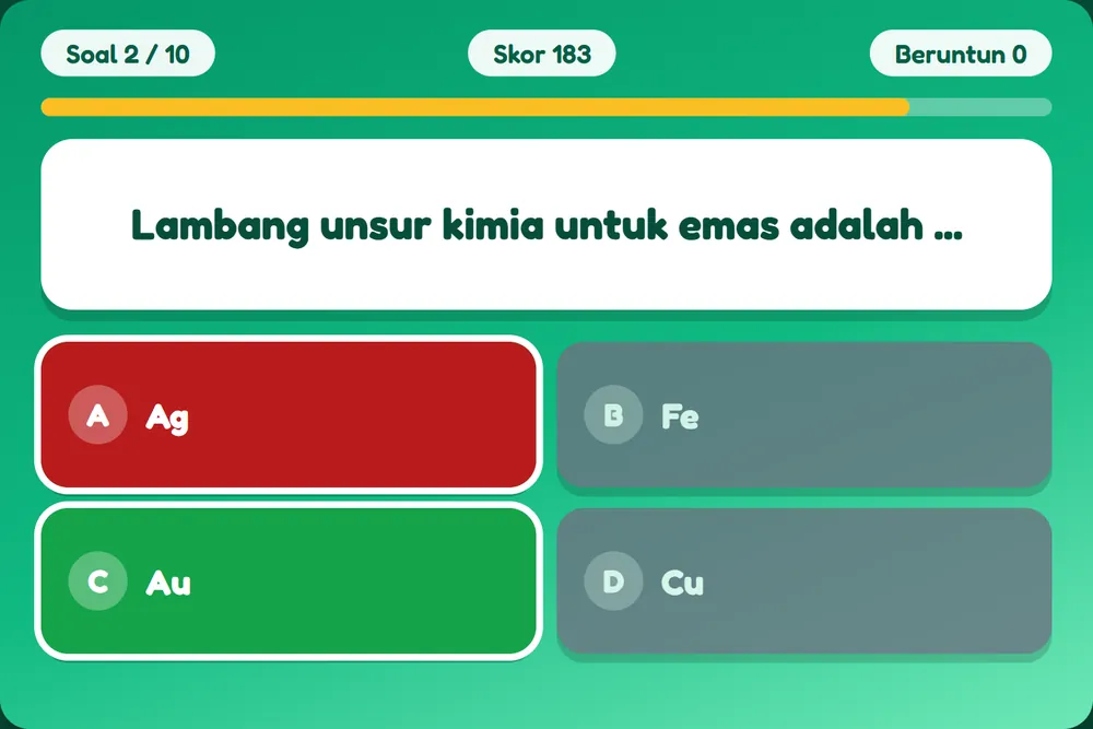 Tangkapan layar game Kuis Kilat