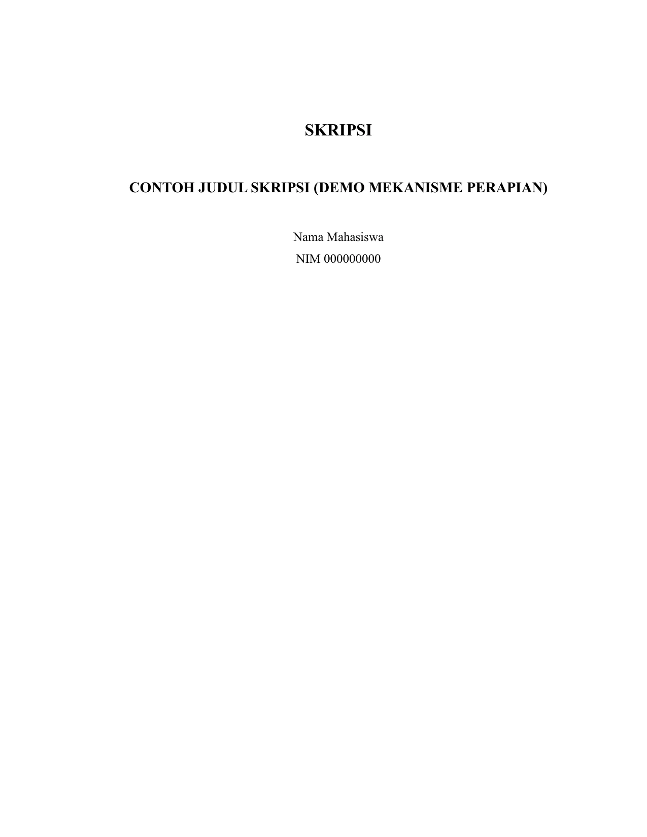 Contoh halaman sampul skripsi dengan format baku rapi
