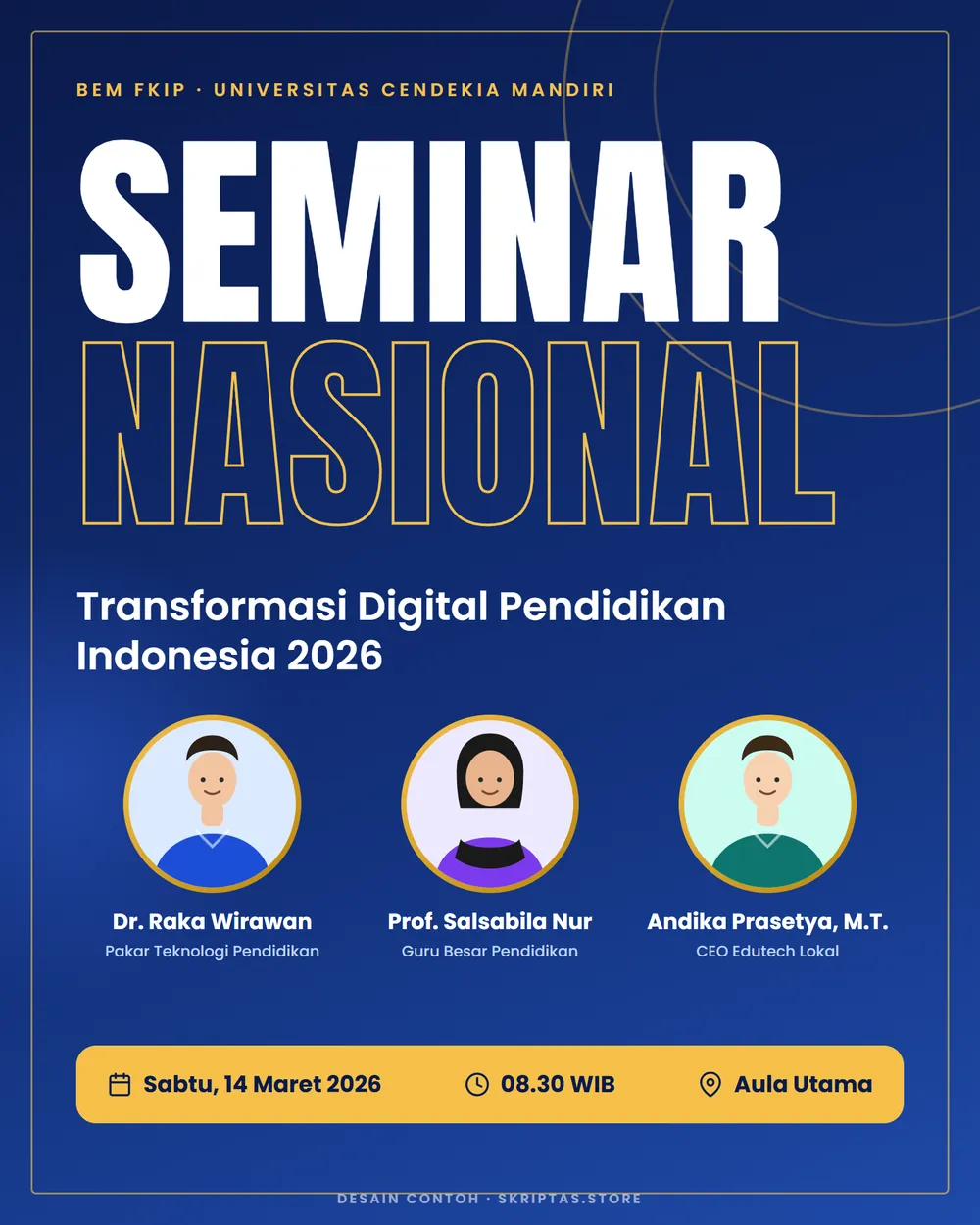 Contoh poster seminar nasional, karya contoh dengan data fiktif