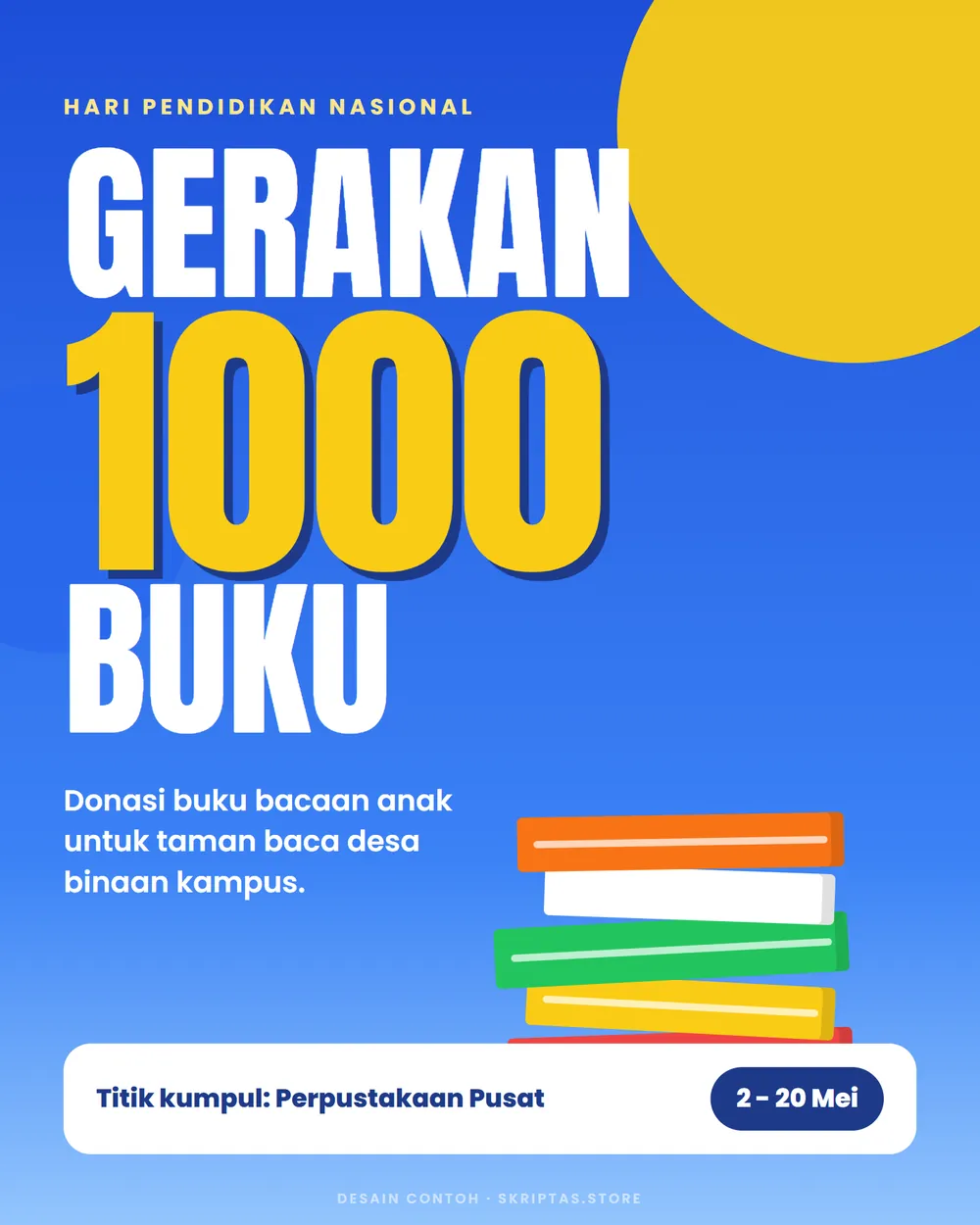 Contoh poster gerakan 1000 buku, karya contoh dengan data fiktif