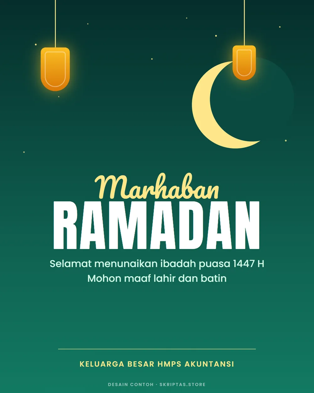 Contoh poster ucapan ramadan, karya contoh dengan data fiktif