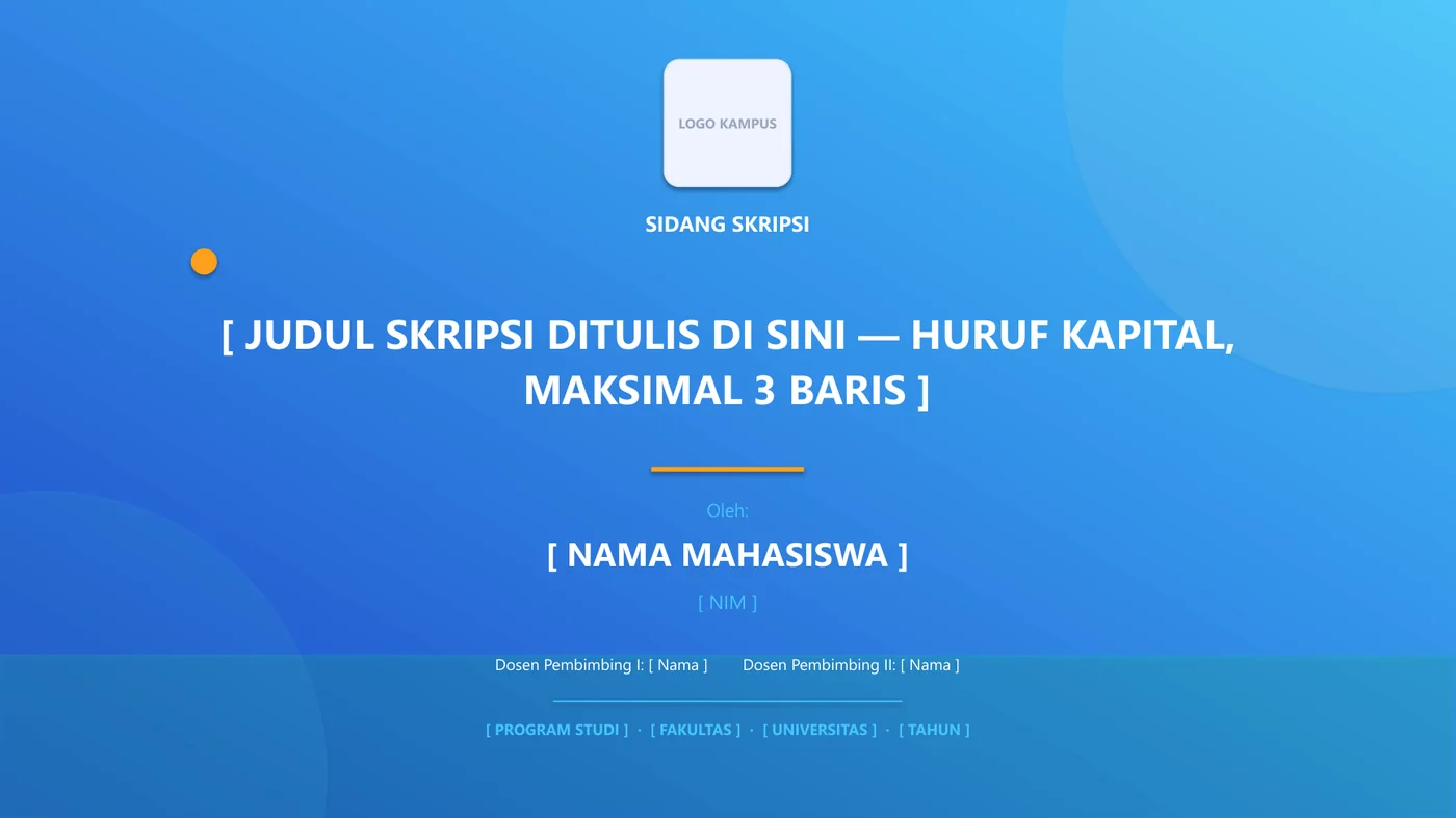 Contoh cover slide PPT sidang skripsi warna biru