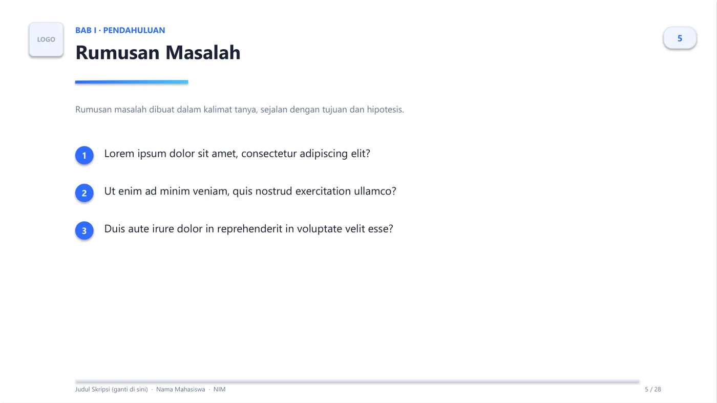 Contoh isi slide PPT sidang skripsi bagian rumusan masalah