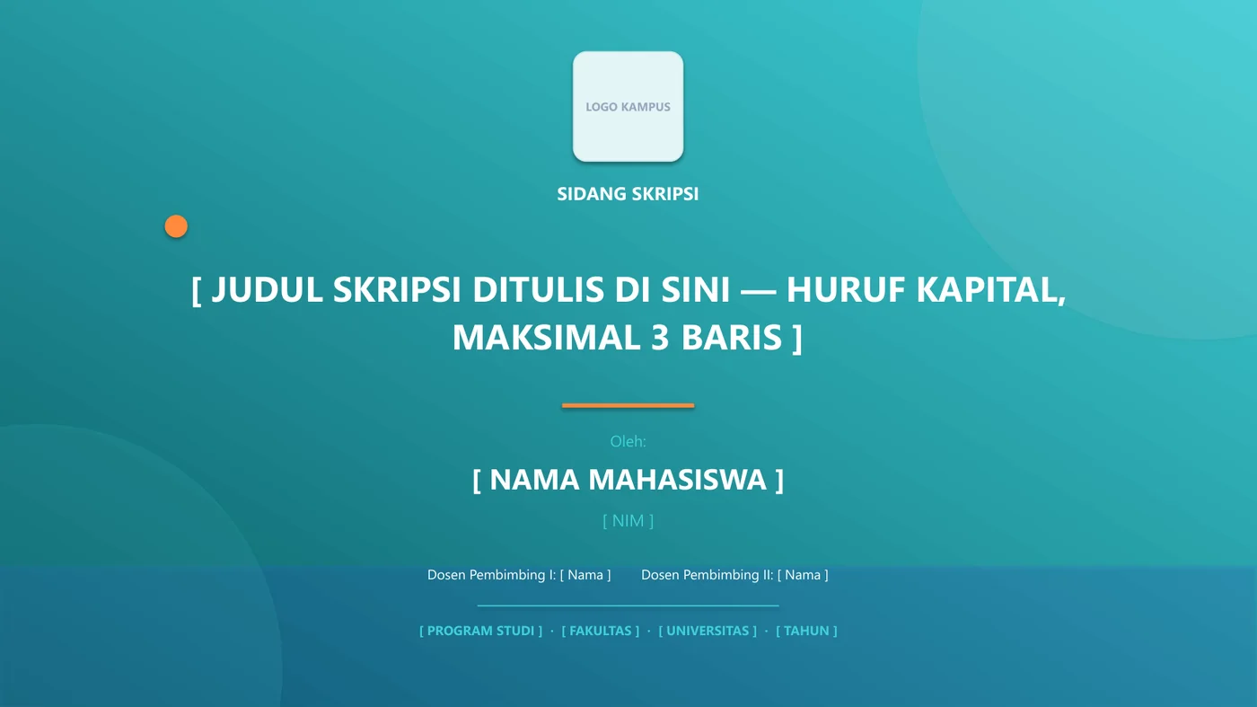 Contoh cover slide PPT sidang skripsi warna tosca