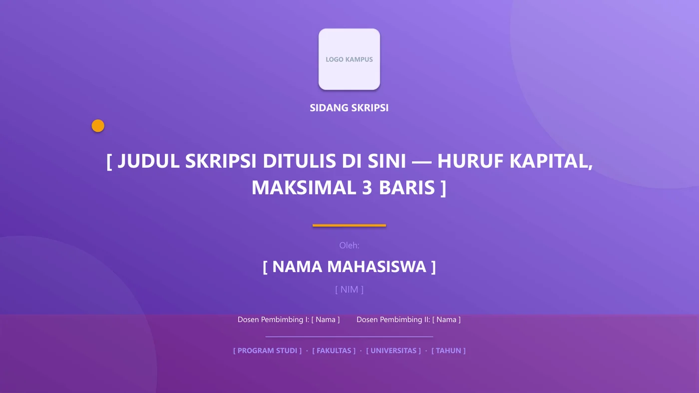 Contoh cover slide PPT sidang skripsi warna ungu