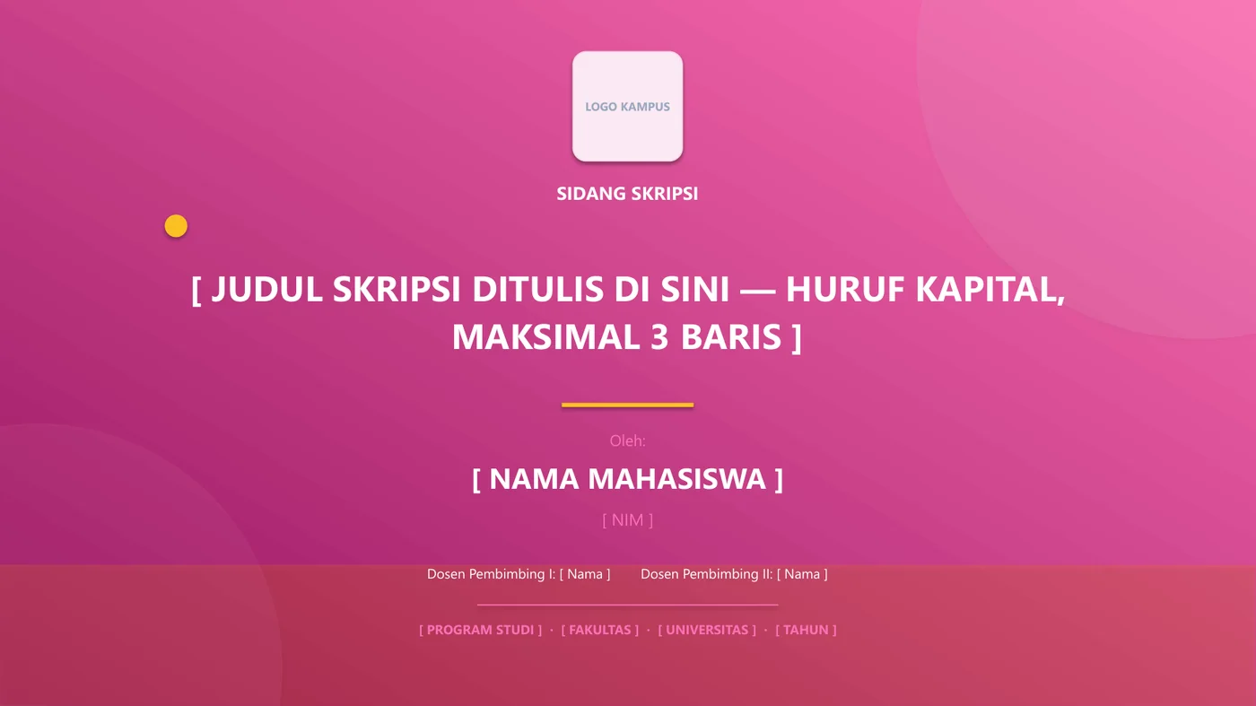 Contoh cover slide PPT sidang skripsi warna magenta