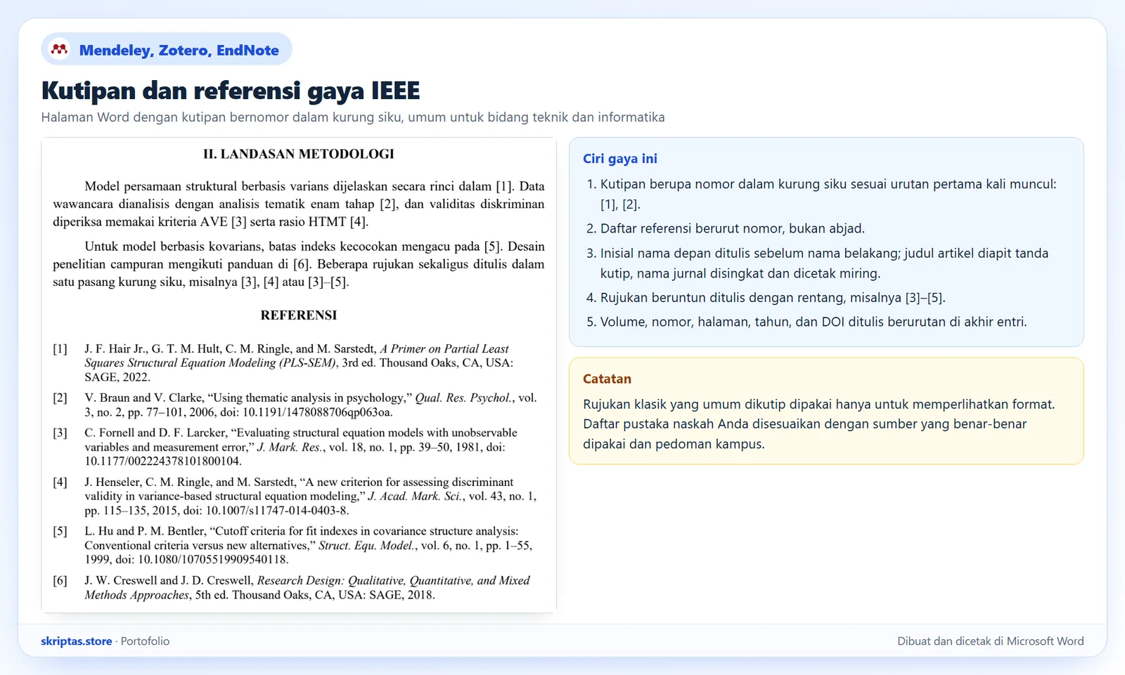 Halaman Word dengan sitasi dan daftar pustaka Gaya IEEE