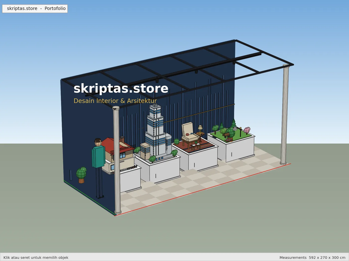 Render 3D SketchUp: Tampak Kiri, karya skriptas.store