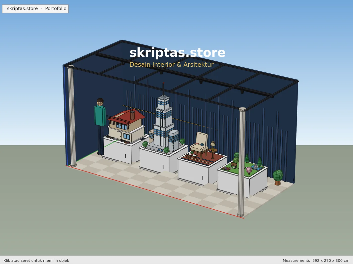 Render 3D SketchUp: Tampak Kanan, karya skriptas.store