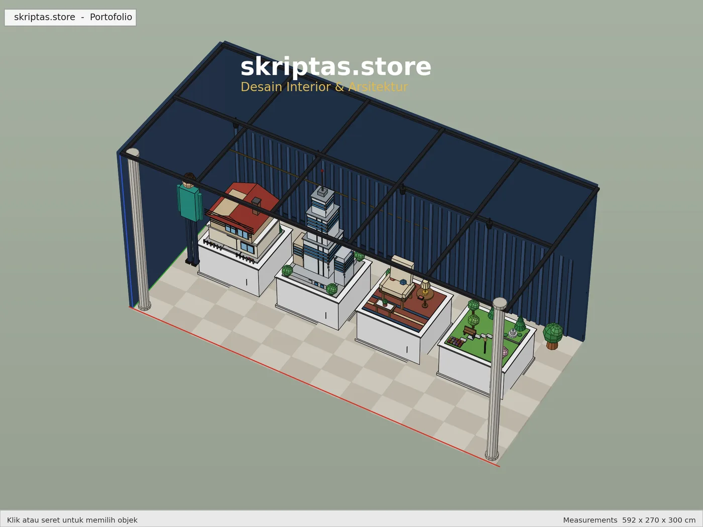 Render 3D SketchUp: Aerial Sudut, karya skriptas.store