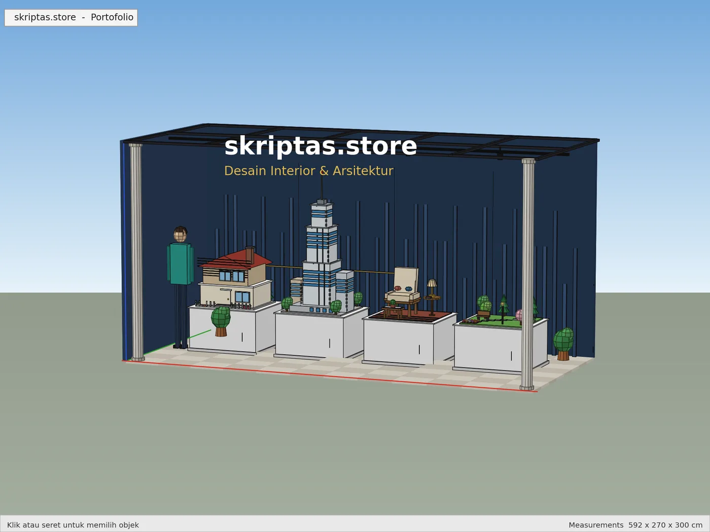 Render 3D SketchUp: Sudut Rendah, karya skriptas.store