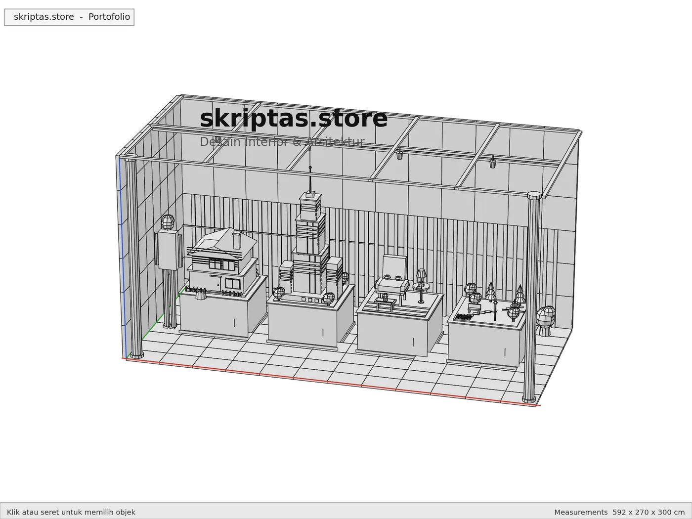 Render 3D SketchUp: Hidden Line, karya skriptas.store