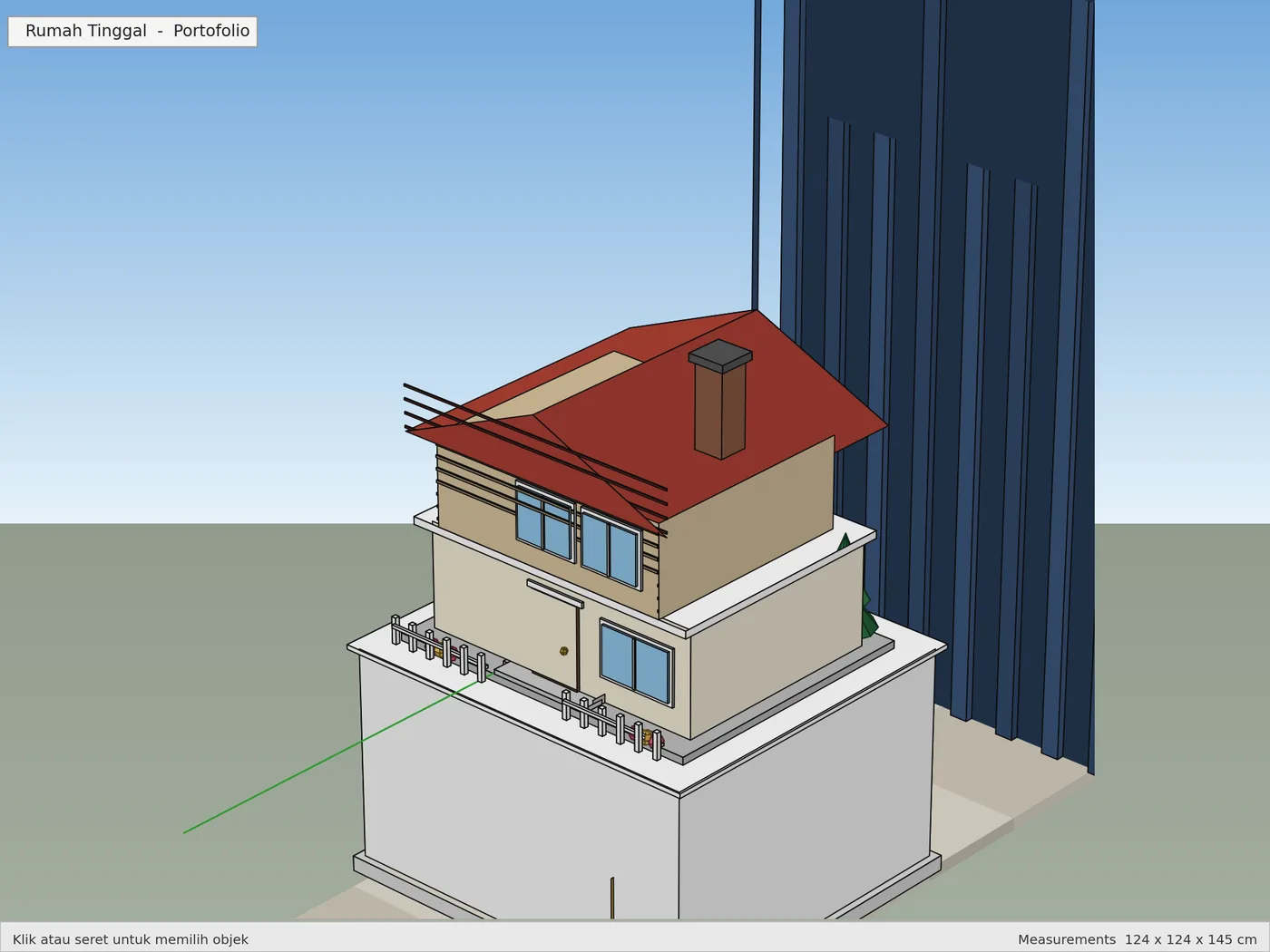 Render 3D SketchUp: Rumah Tinggal Sudut Kanan, karya skriptas.store