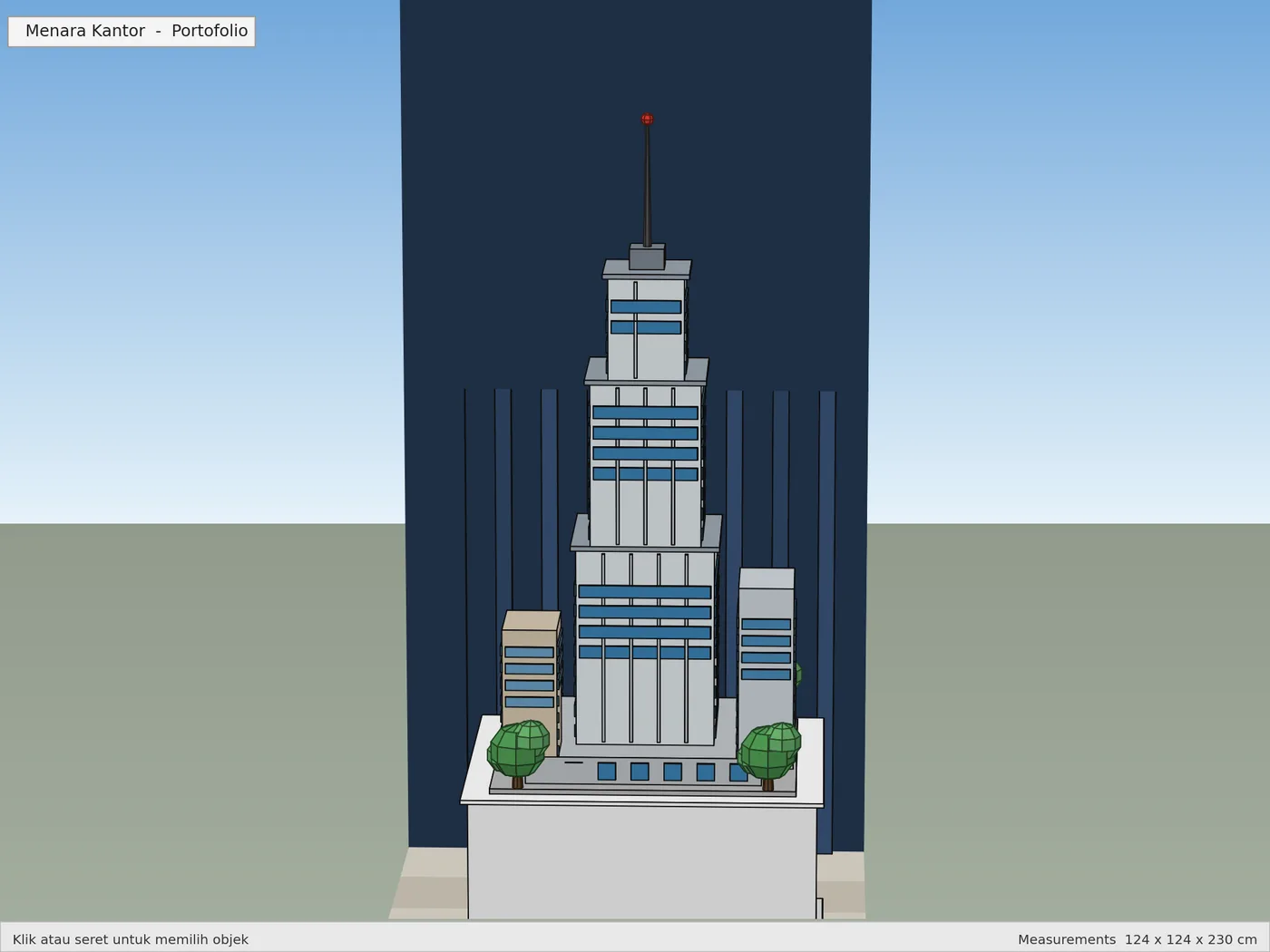 Render 3D SketchUp: Menara Kantor Depan, karya skriptas.store