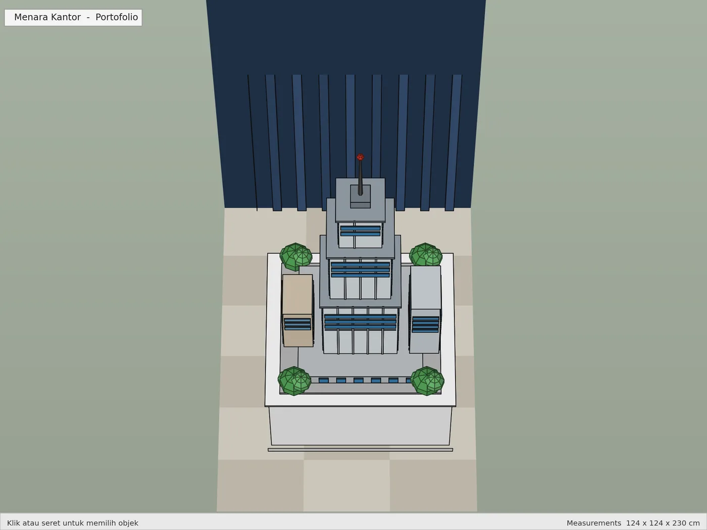 Render 3D SketchUp: Menara Kantor Atas, karya skriptas.store
