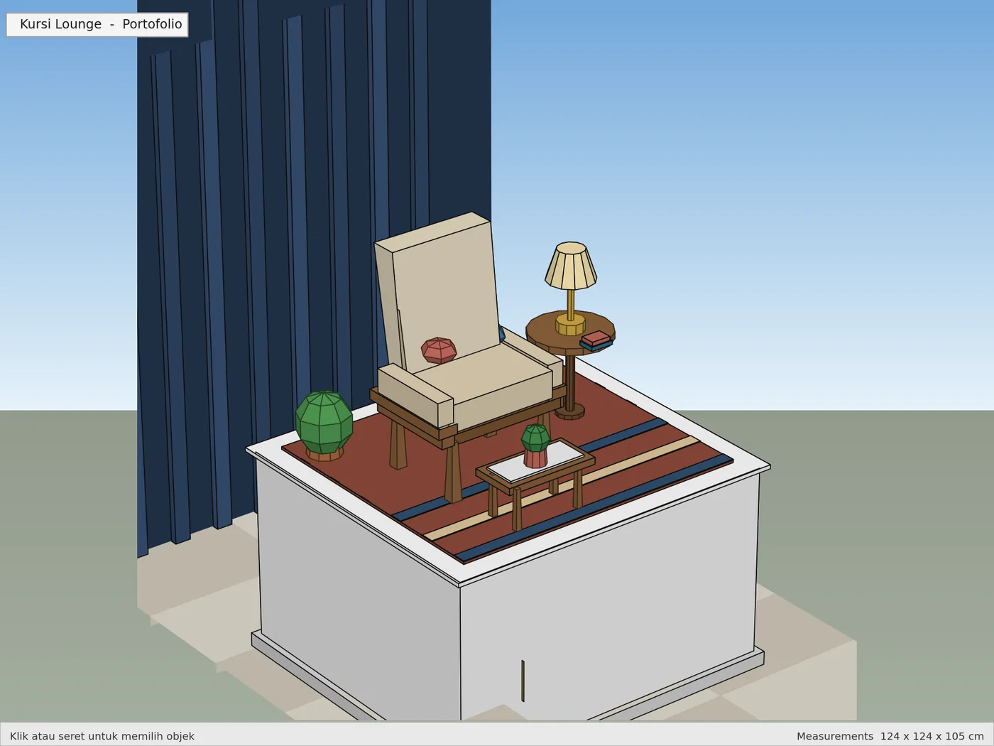 Render 3D SketchUp: Kursi Lounge Sudut Kiri, karya skriptas.store