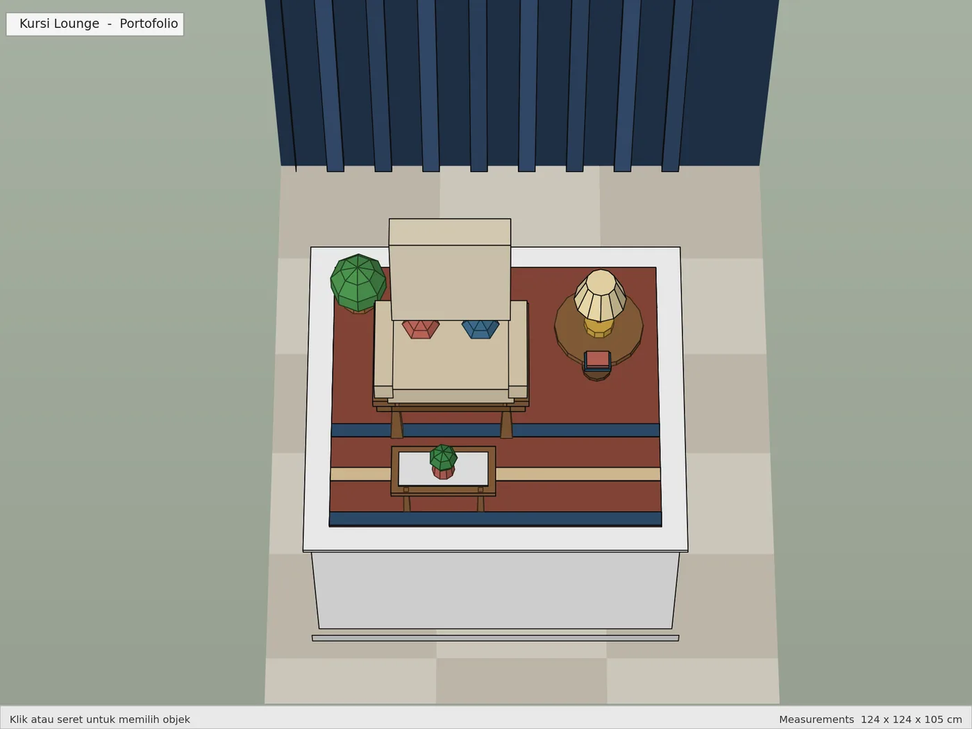 Render 3D SketchUp: Kursi Lounge Atas, karya skriptas.store