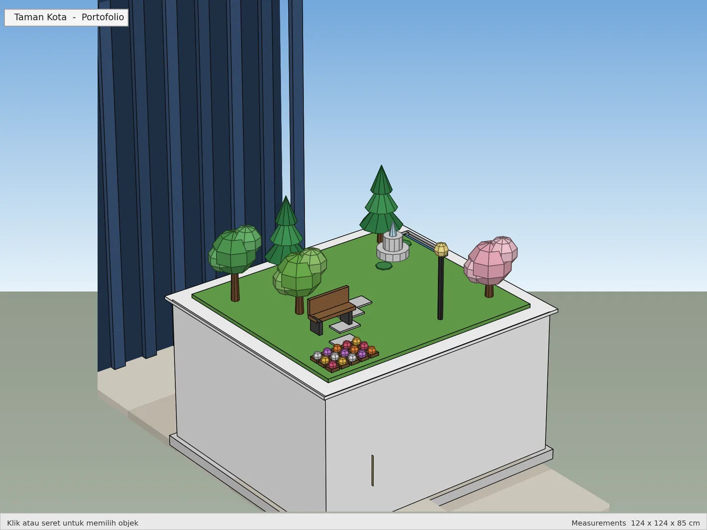 Render 3D SketchUp: Taman Kota Sudut Kiri, karya skriptas.store