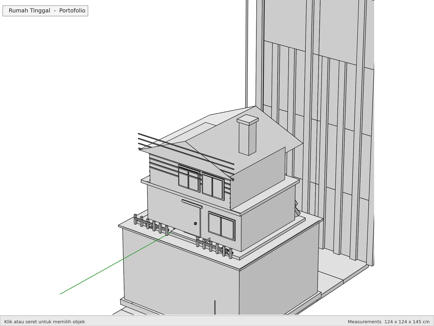 Render 3D SketchUp: Rumah Tinggal Hidden Line, karya skriptas.store
