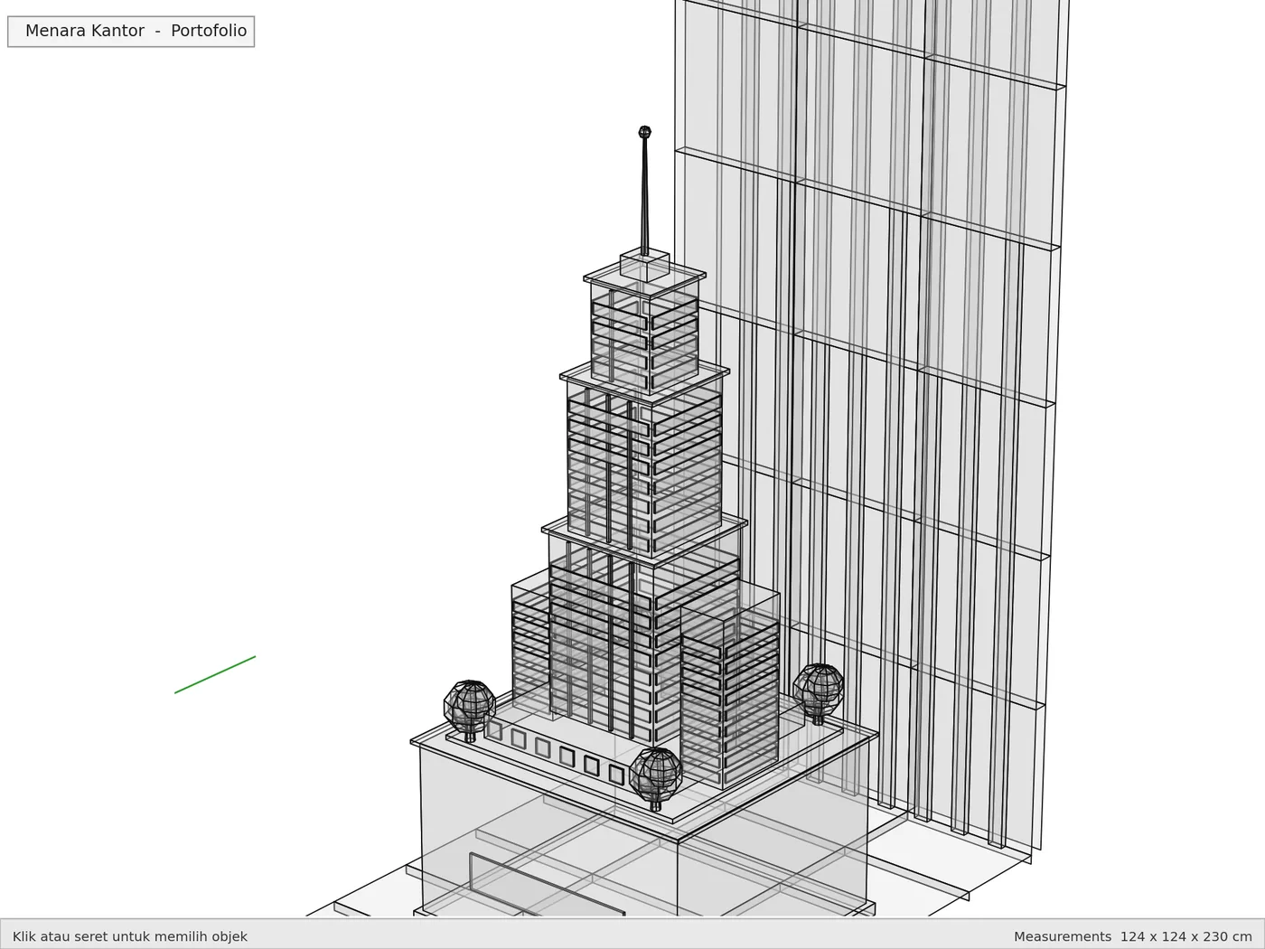 Render 3D SketchUp: Menara Kantor X-Ray, karya skriptas.store