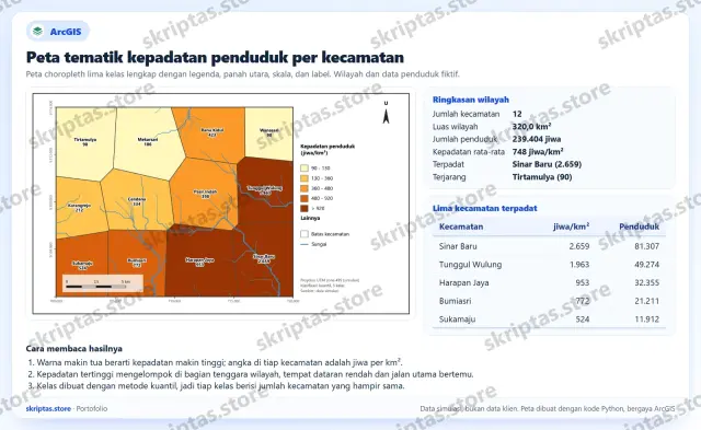 Contoh hasil pengerjaan ArcGIS di portofolio Skriptas