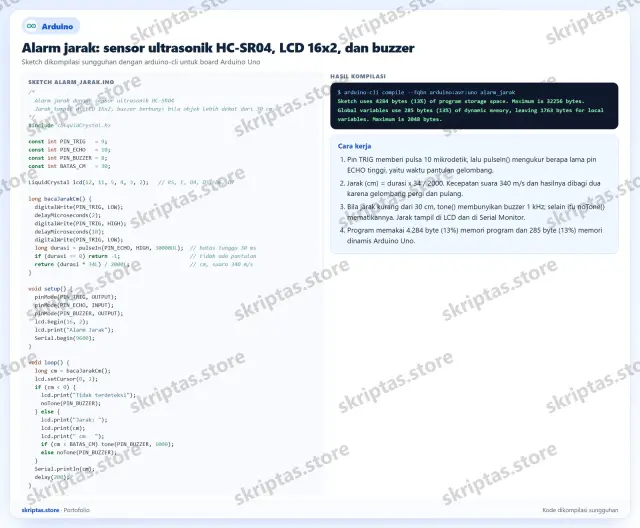 Contoh hasil pengerjaan Arduino di portofolio Skriptas