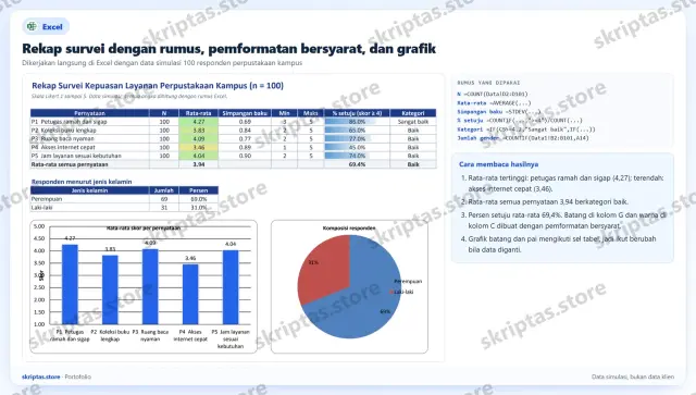 Contoh hasil pengerjaan Microsoft Excel di portofolio Skriptas