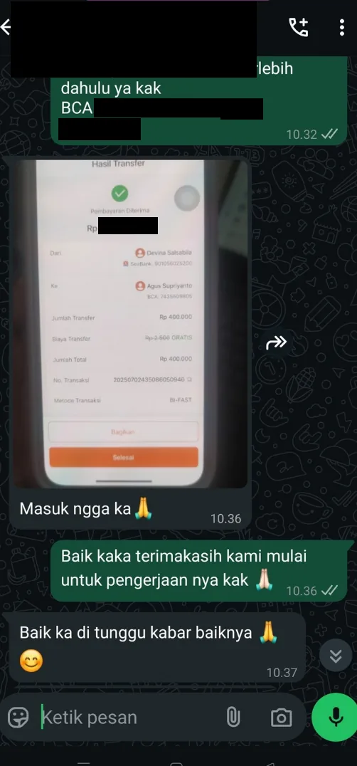 Bukti testimoni pelanggan Skriptas 50