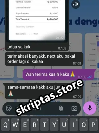 Bukti testimoni pelanggan Skriptas 33